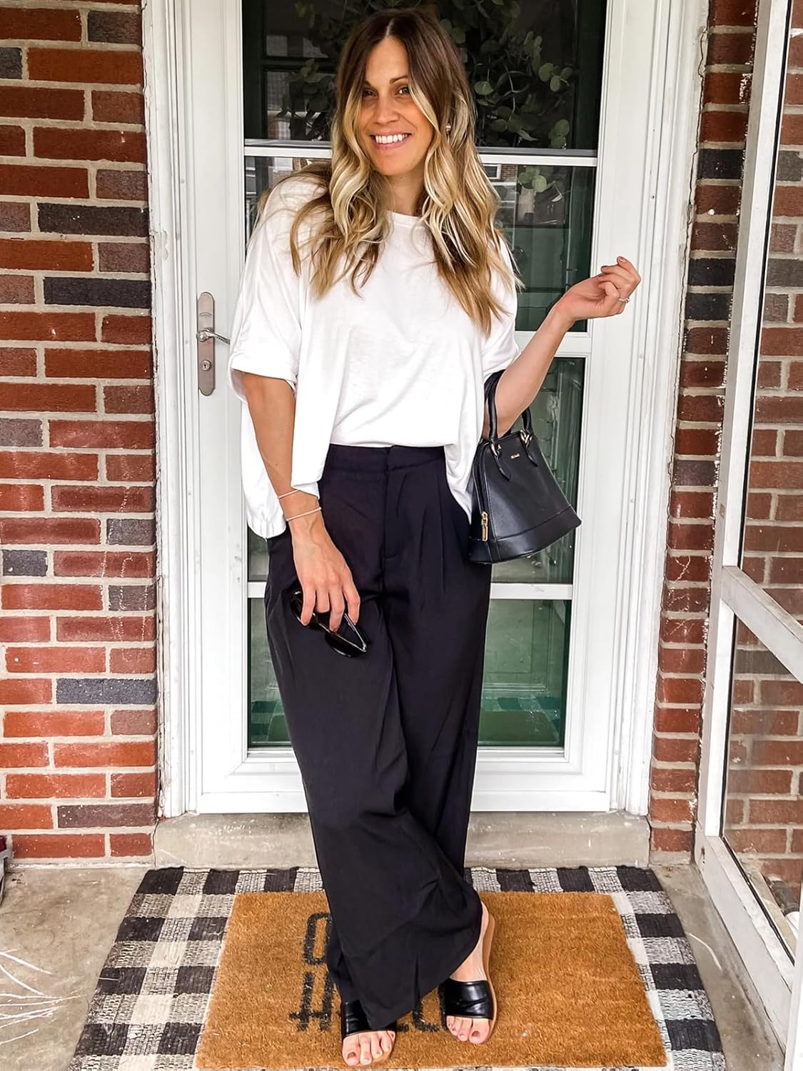 Tankaneo Womens Oversized T-Shirts Cropped Summer Casual Short Sleeve Loose Fit Tee Tops - Image 3