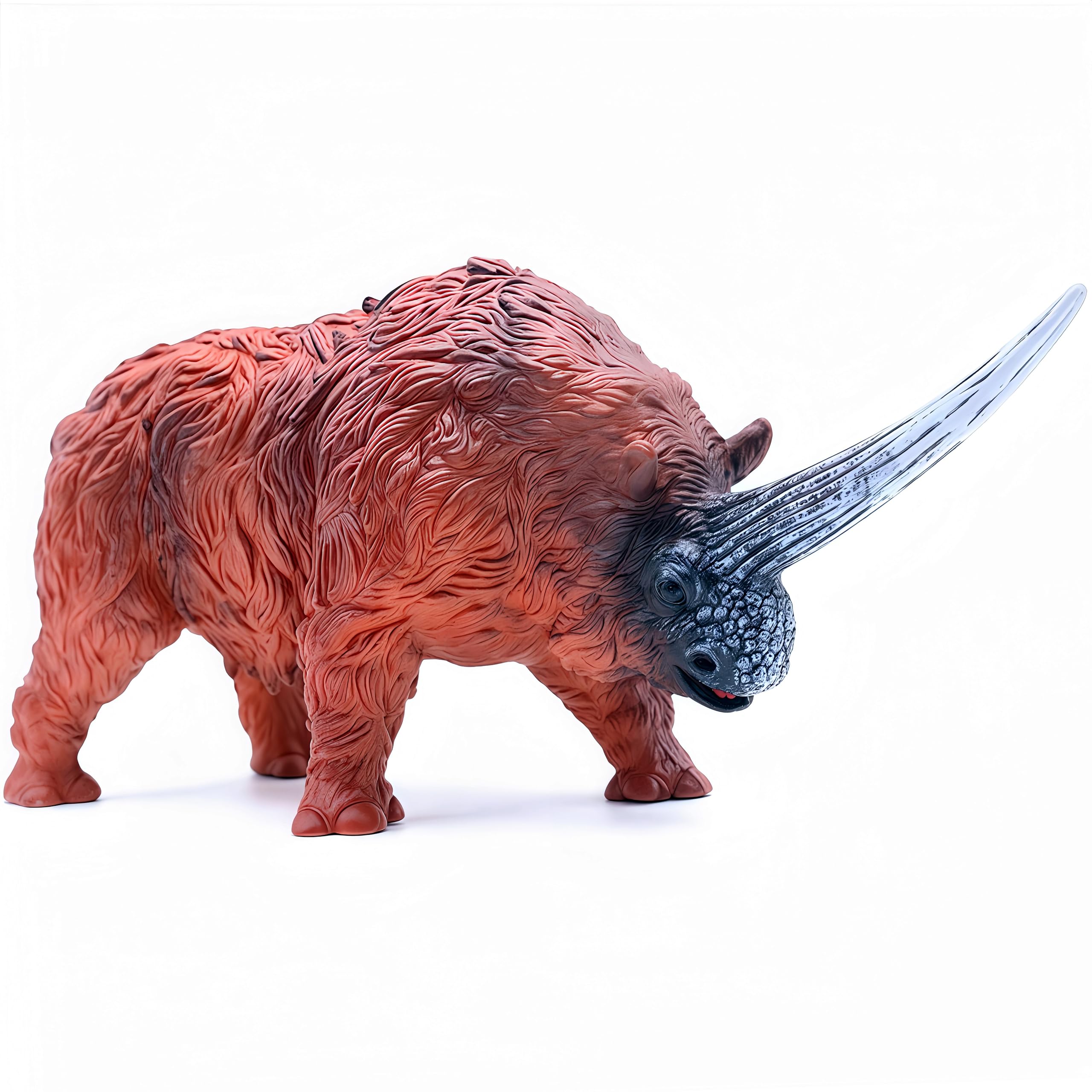 Gemini&Genius Ancient Rhino Action Figure Toy, Rhinoceros Toy Figurine Wild Animal Toy, Elasmotherium Animal Toy for Kids (Woolly Rhinoceros)