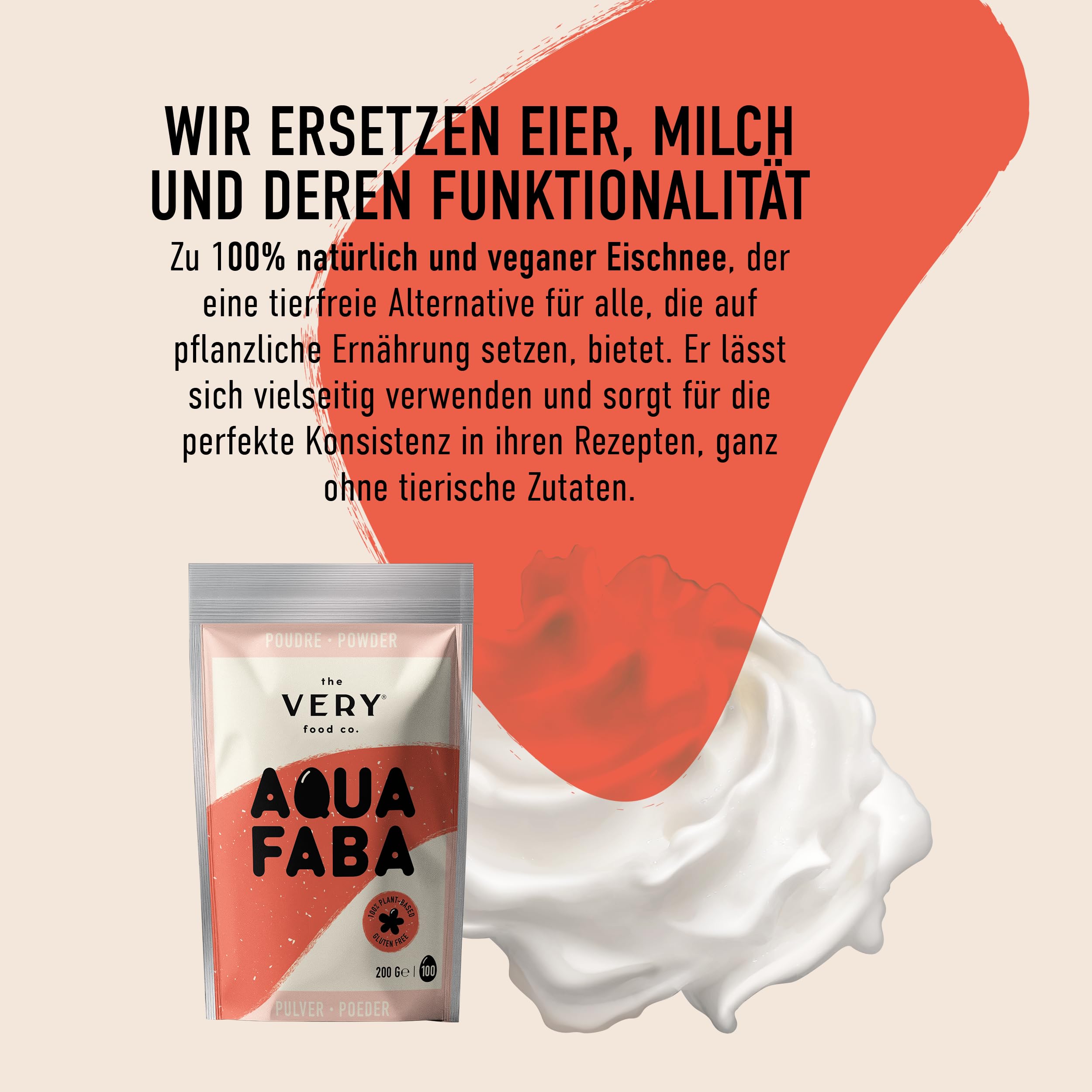 the VERY food co. Aquafaba Pulver aus getrocknetem Kichererbsenwasser 200g - 100% natürlich & vegan - Eiweißersatz zum Kochen, Backen, für Cocktails - Pulver Eiersatz für die gehobene Küche