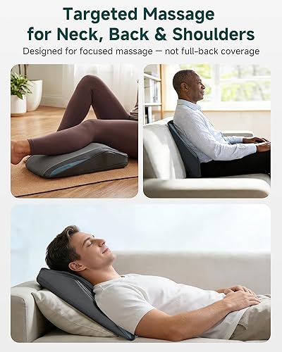 Miniatura 6 de Snailax Masajeador de espalda para dolor de espalda, tejido profundo, masajeador de espalda Shiatsu con calor, almohada de masaje de silla