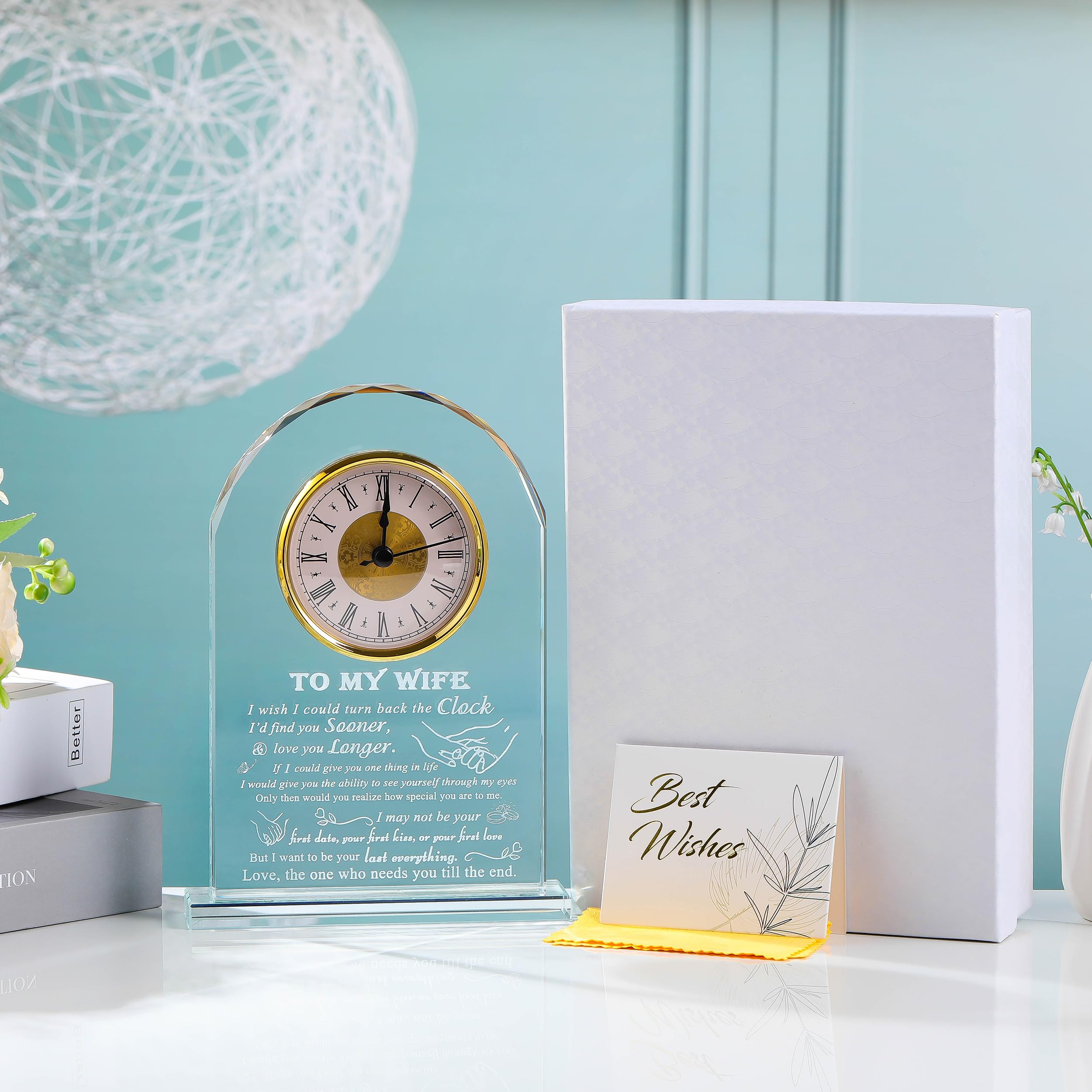 Movdyka Gifts for Wife from Husband Unique - Crystal Clock Gifts Personalized Gifts for My Wife Who Has Everything - Birthday Anniversary Wedding Valentines Day Gifts Ideas for Wife