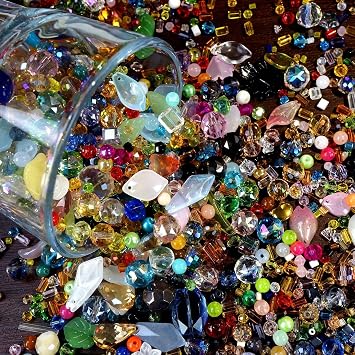 Crystal Beads for Jewelry Making Mix Assorted Glass Beads assortments Multi-Color Crystal Assortment for DIY Jewelry Making, Bracelets, Necklaces Keychains, Crafting Kit 4-8-12 Ounces Choose 4