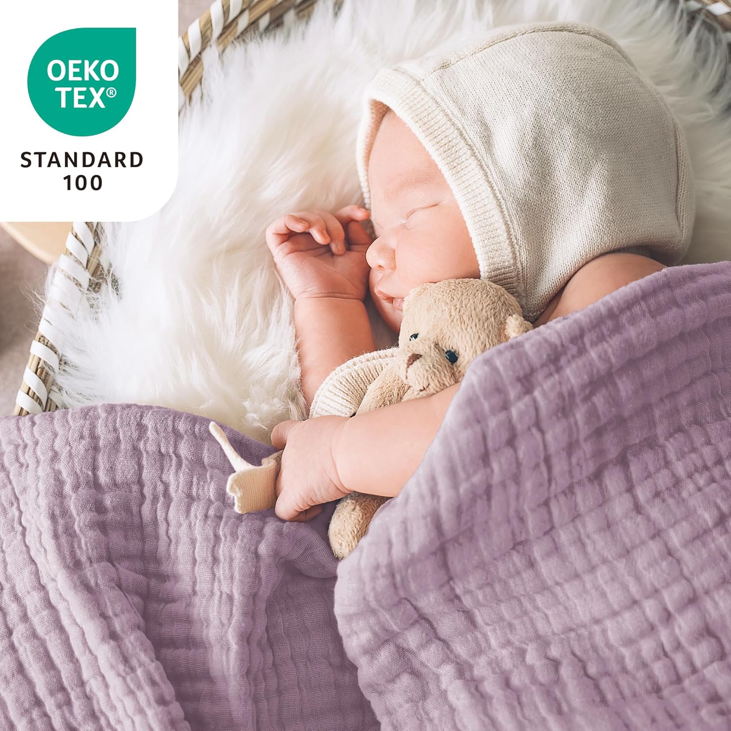 Love's cabin 6 Layer 100% Cotton Muslin Blanket, 50"x60" Throw Muslin Blanket for Couch Bed, Lightweight and Breathable Cotton Gauze for Adult, Lavender - Image 2