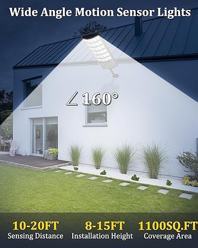 Miniatura 4 de Ofuray Luces solares de inundación para exteriores, 5 AH de alta potencia, luces solares de estacionamiento de seguridad urbana del atardecer al