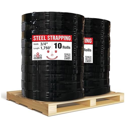 Miniatura 15 de 8NET, banda de acero para flejes, 2.470 pies de largo x 5/8 pulgadas de ancho x 0.020 pulgadas de grosor (1,460 libras de resistencia a la rotura)