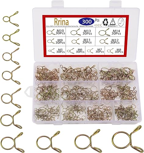 300 piezas de manguera de vacío de silicona de combustible, tipo banda de resorte, abrazadera de tubo de agua, kit surtido de clips de aire de baja