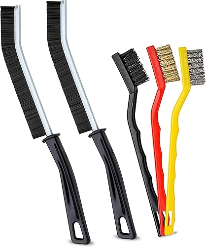 5 cepillos de limpieza de hendiduras de cerdas duras para uso doméstico, cepillos de limpieza de huecos para baño, cocina, azulejos, ventanas y