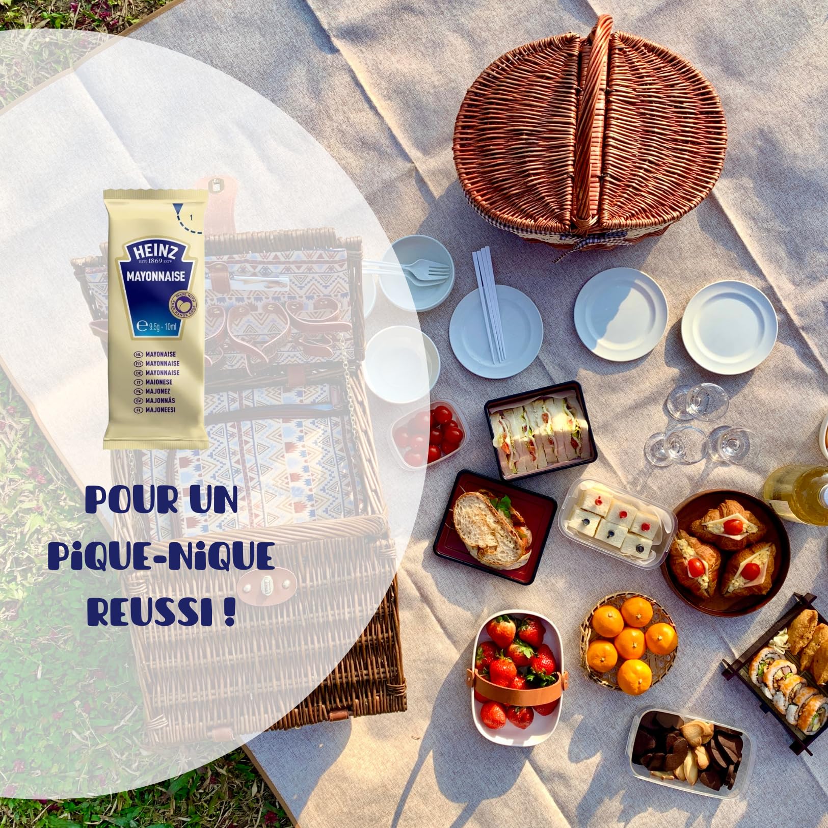 HEINZ Mayonnaise Sticks Individuels 10ml | 30 Doses de Sauce Crémeuse Œufs Plein Air pour Burgers Frites Salades