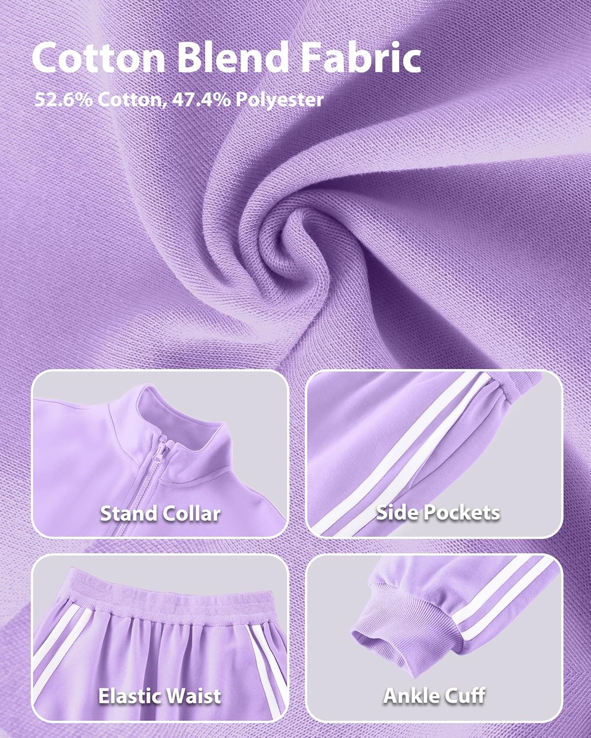 Girls Clothing Sets 2 Piece Outfits Athletic Sweatsuits Contrast Striped Jacket Jogger Sets Track Suits 5-14Y - Image 5