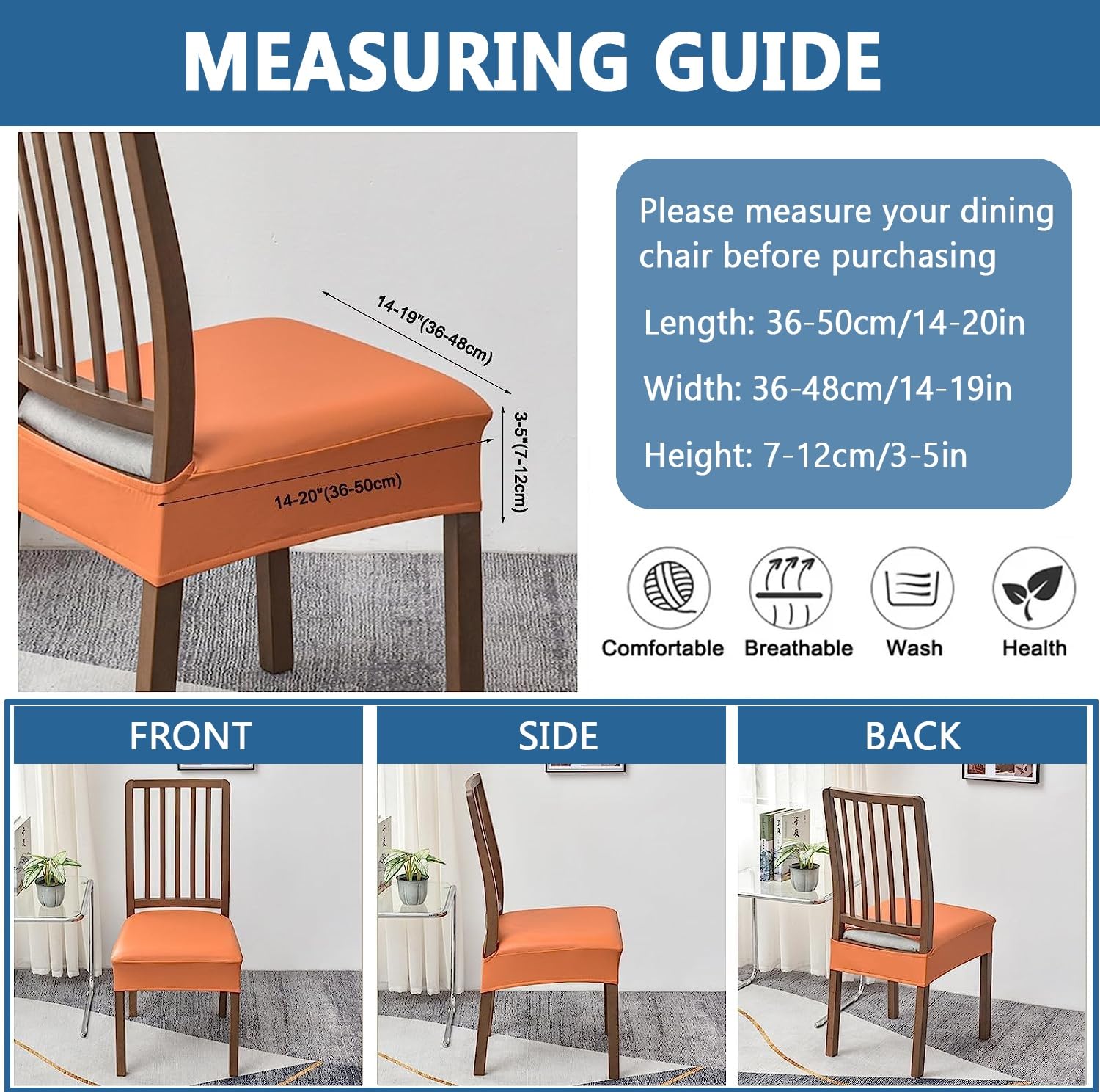 Juego De 6 Fundas Elásticas Lavables Para Sillas De Comedor Flor Verde