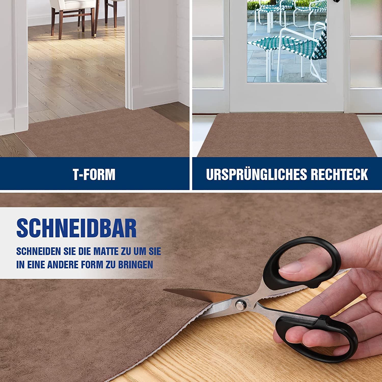 Fußmatte innen, 80x120cm waschbar Schmutzfangmatte,superdünne Eingangstürmatte,strapazierfähige Türmatte Schmutzfänger,Saugfähiger Küchenläufer,rutschfeste Schmutzfängerfußmatte (Braun 01, 80x120 cm)