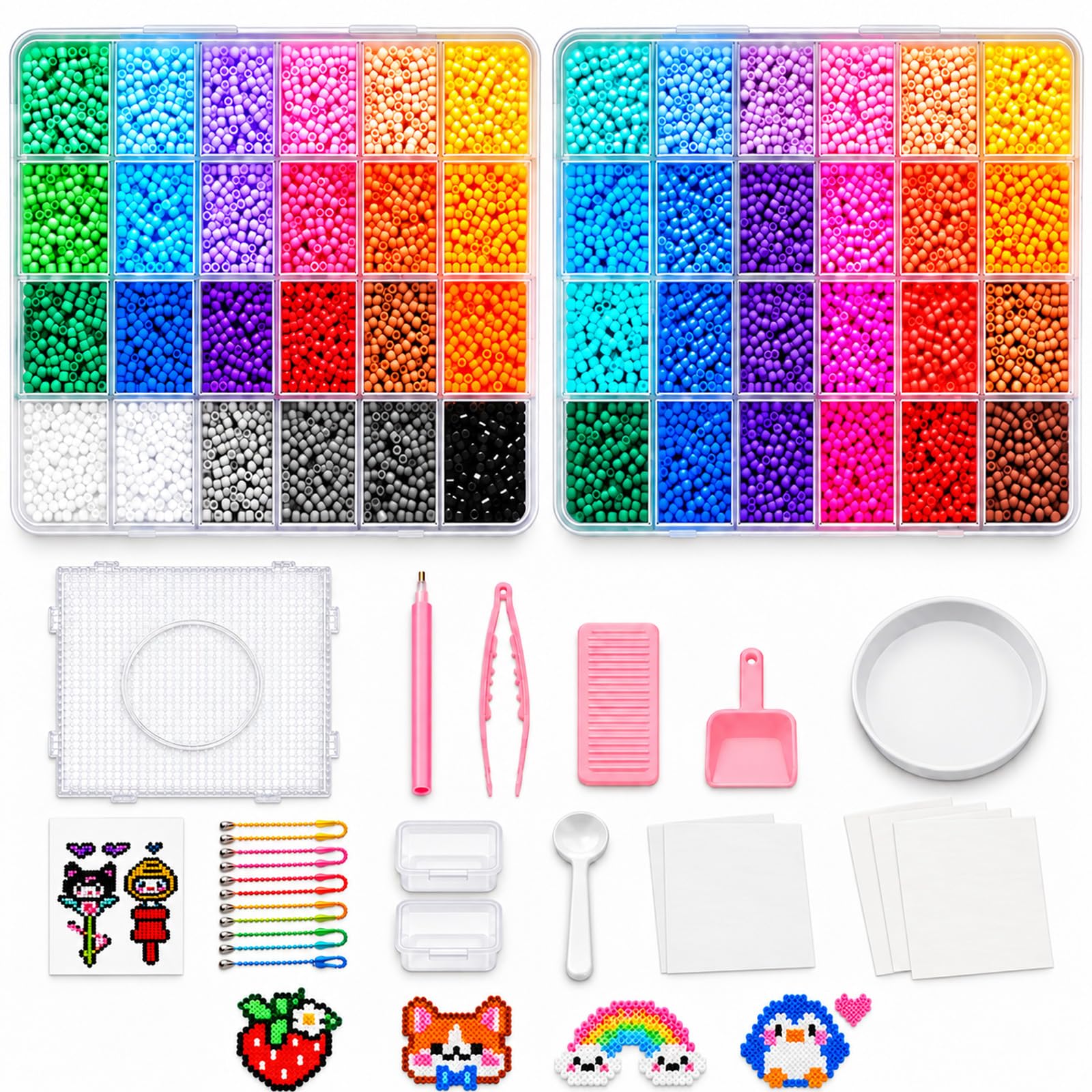 Buuraqq 28000Pcs Perler Beads Set, 72 Colours with Pegboard & Tools
