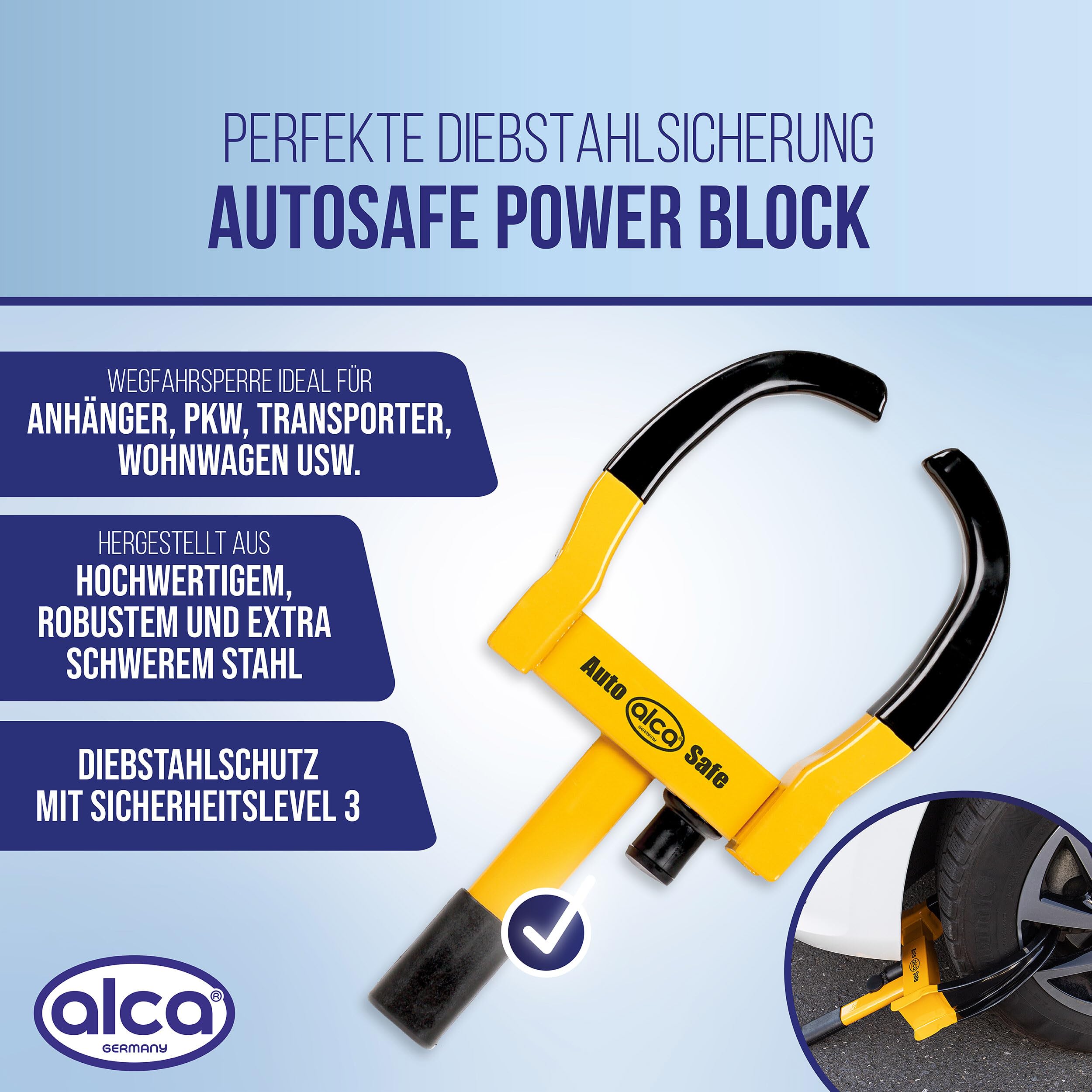 ホイールロック盗難防止alca Power Block 180mm-260mm Amazon | [alca] 盗難防止 タイヤロック ホイールロック Power Block L