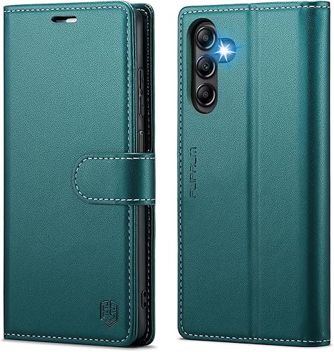 Funda tipo cartera para Samsung Galaxy A14 5G con bloqueo RFID, soporte para tarjeta de crédito, de piel sintética, con función atril, funda