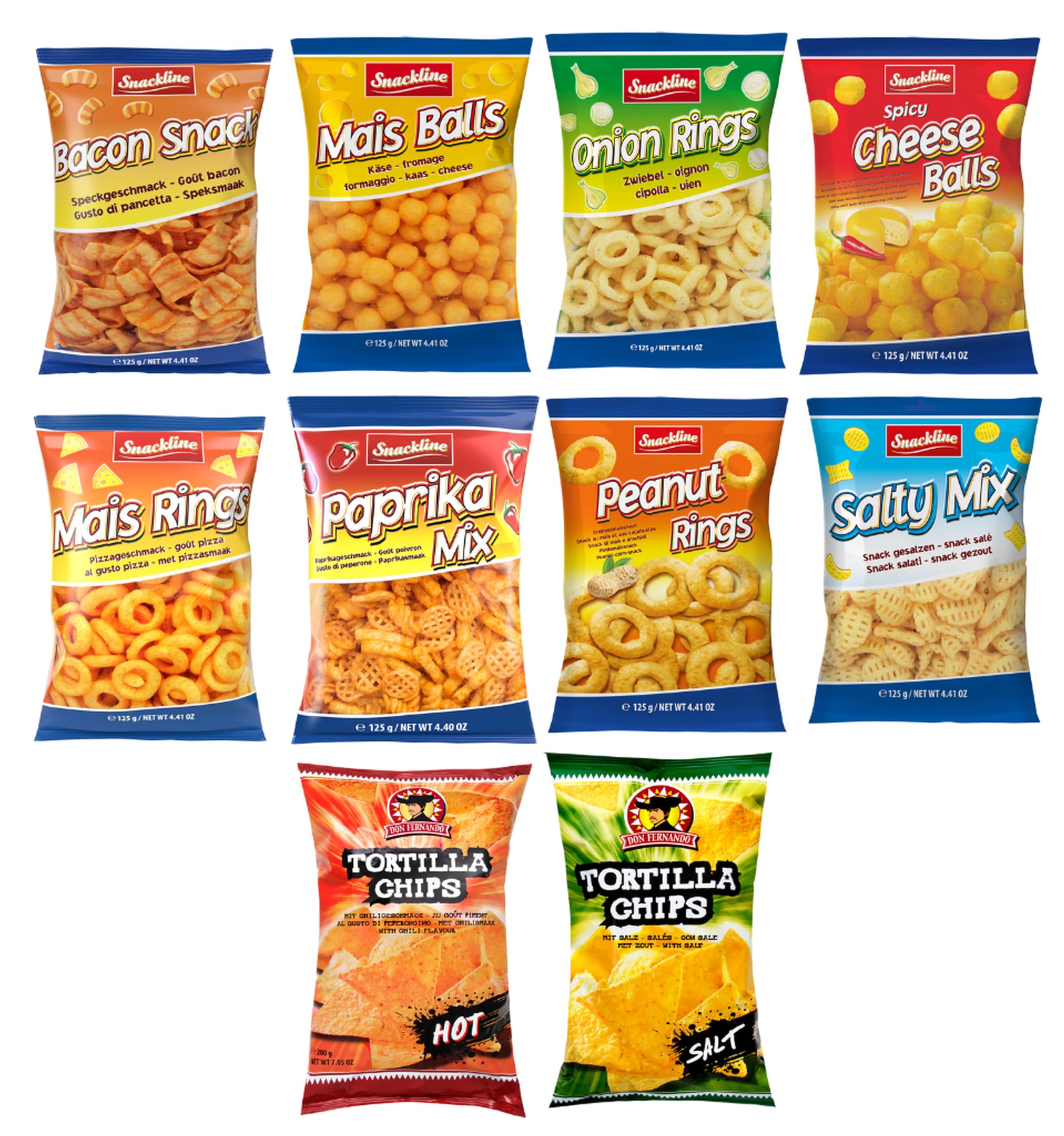 XXL Snack Box | Party Mix | Knuspriger Knabbermix | Für Filmabende, Feier, Geburtstagsfest, Grill Party | Karneval |10 Packungen Knabbergebäck