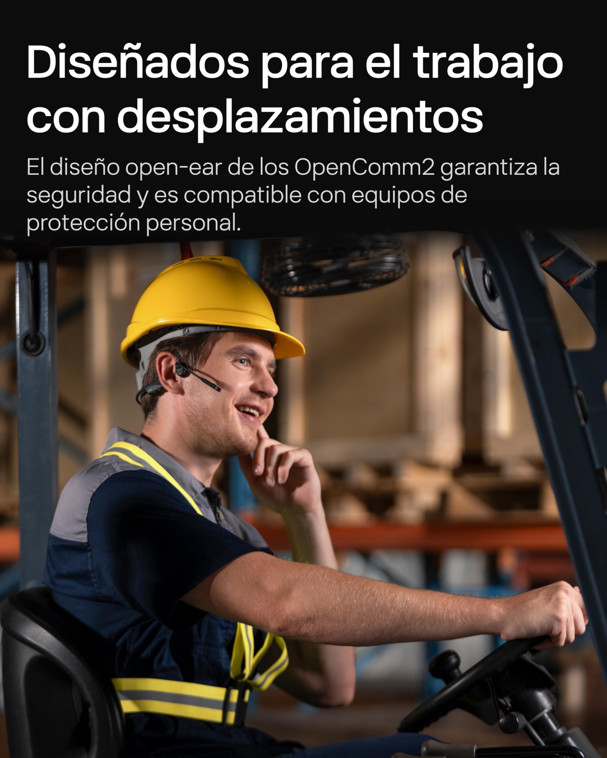 SHOKZ OpenComm2 UC 2025 Upgrade Auriculares Conducción Ósea Bluetooth,Negro | Inalámbricos | Oído Abierto | con Micrófono de Cancelación de Ruido | para Office y trabajo | Puerto de Carga Tipo C