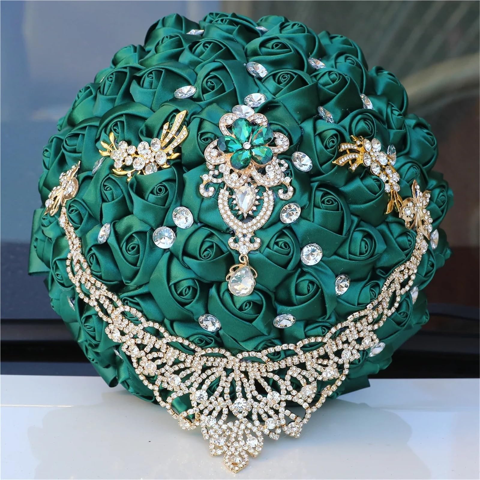 Bouquet da sposa in strass satinato