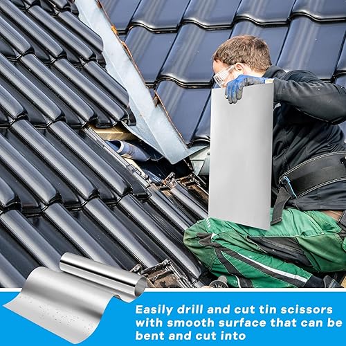 Miniatura 5 de Zonon Rollo de aluminio intermitente de cobre intermitente para techo y jardín, evita manchas de techo, tira de techo para prevención de musgo (30 x