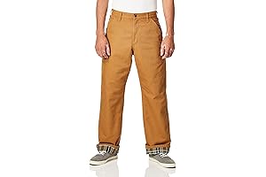 Men's Loose Fit Washed Duck Flannel-Lined Utility Work Pants