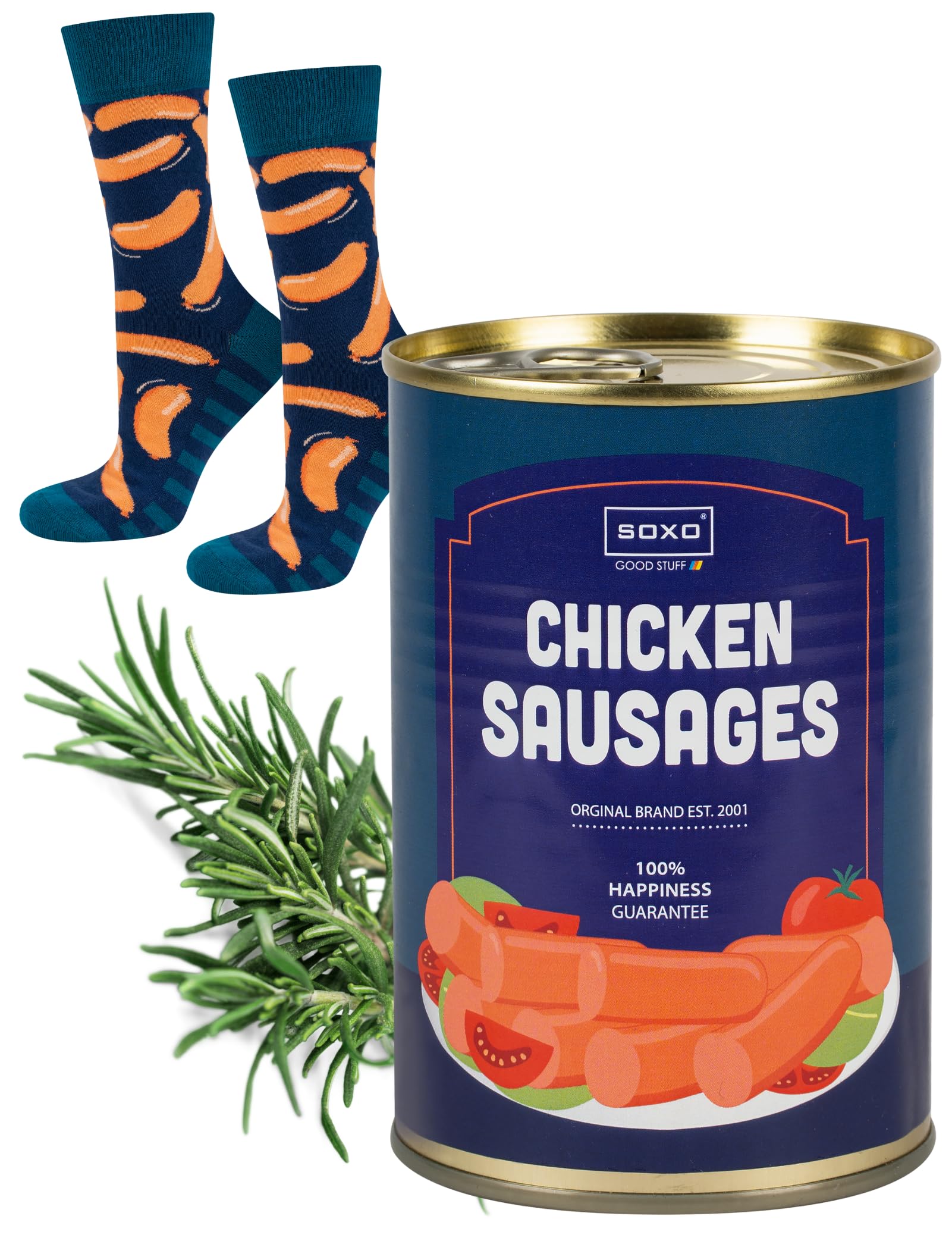 soxo Canned Socks Men Funny Gifts Mens Cotton Sock Colourful Funky Gift Men's Crazy Presents 6.5-10.5 Sausages