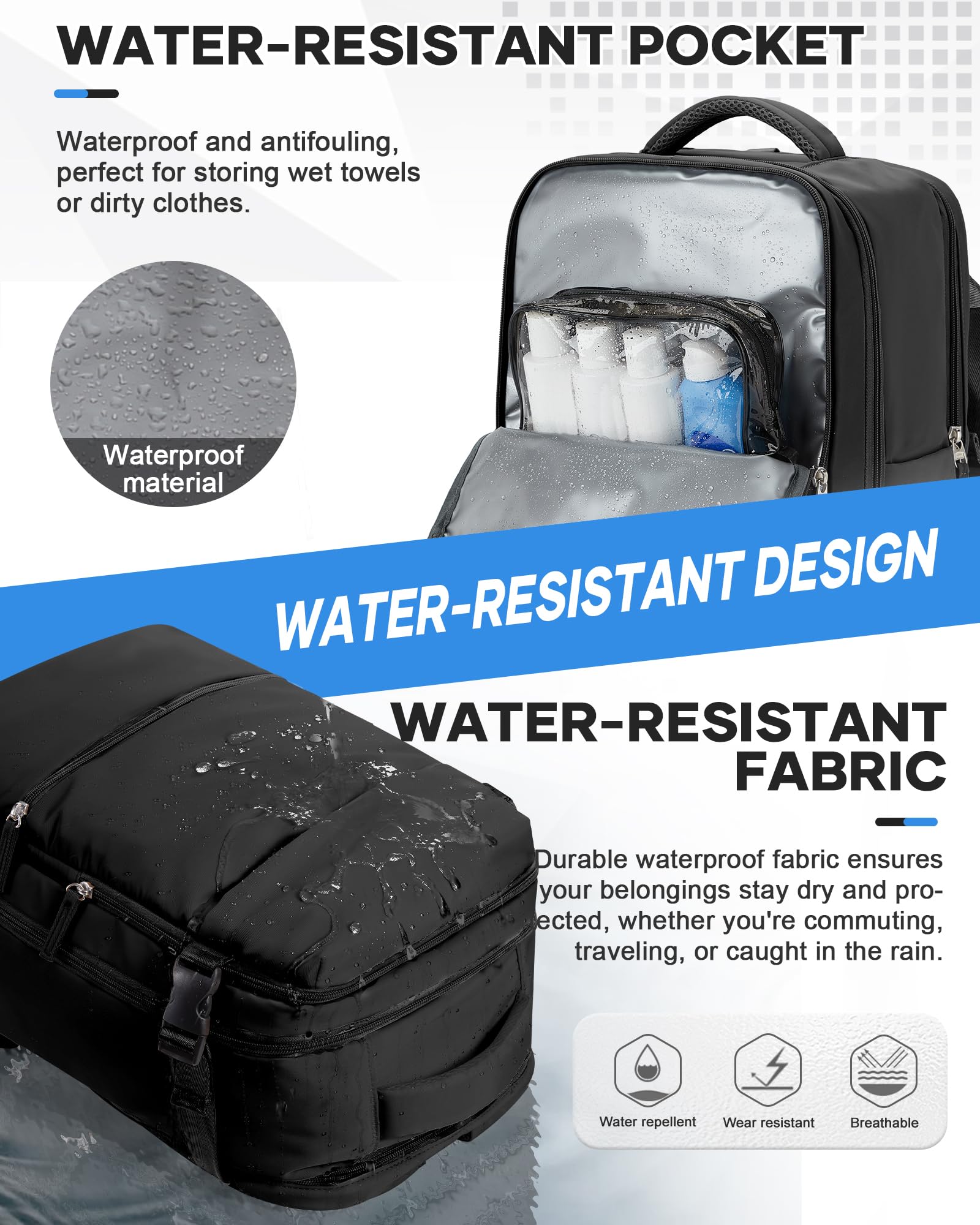 HPLQQ Borsa da Cabina per Ryanair 40x30x20 Zaino Sottovuoto da Viaggio con Pompa Aereo Bagaglio a Mano per Easyjet Impermeabile Lavoro e Scuola Trekking Casual Daypack per 14" laptop,B01-Nero
