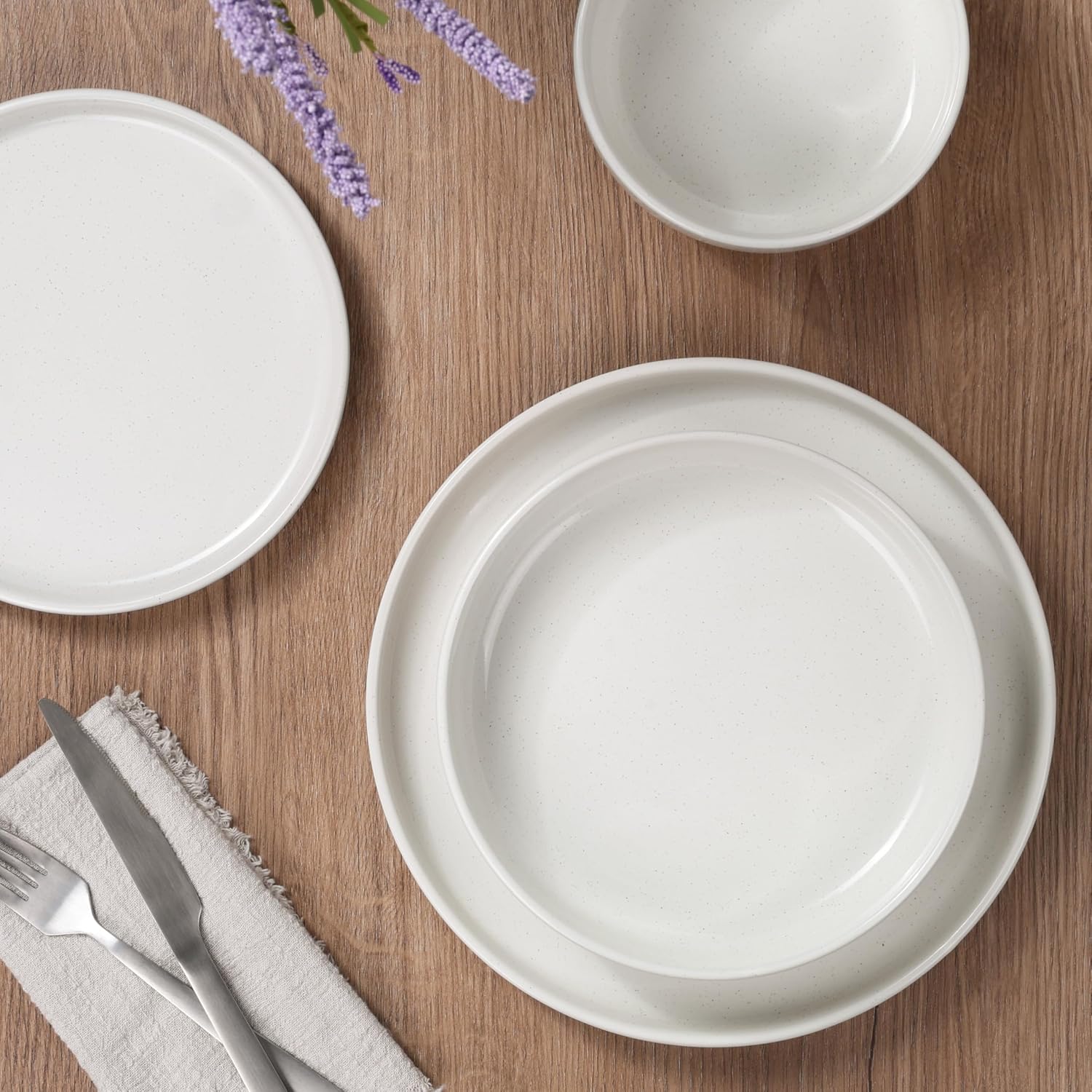 HaWare 24-Piece Plates and Bowls Set for 6, Dinnerware Sets with Pasta Bowl image 5