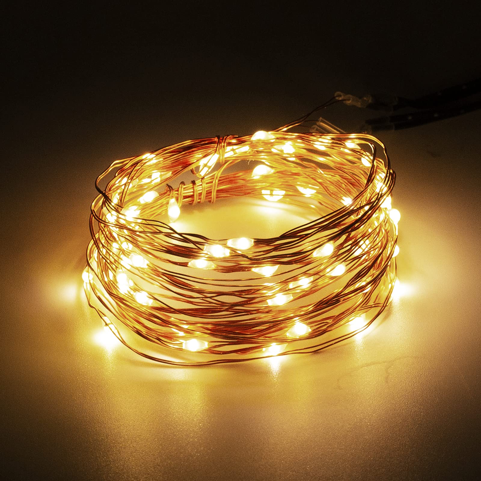 Yizhet Guirnalda Alambre Led, 10M Cadena Luces de Alambre de Cobre con 100 Micro Led, USB Guirnalda de Luces Impermeable para Navidad Dormitorio Fiestas Boda (Blanco Cálido)