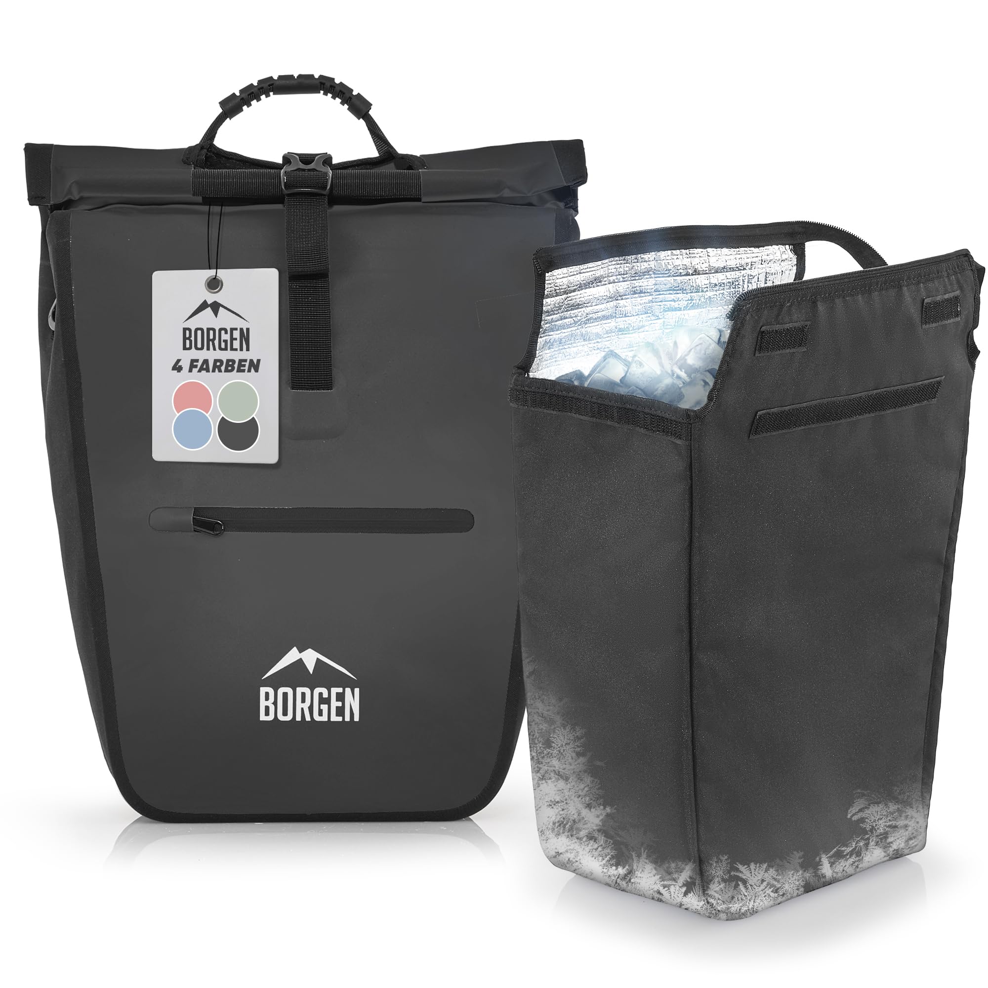 Borgen portapacchi bicicletta con tasca refrigerante rimovibile – Utilizzabile come portapacchi, borsa per bicicletta, borsa da trasporto 23 litri