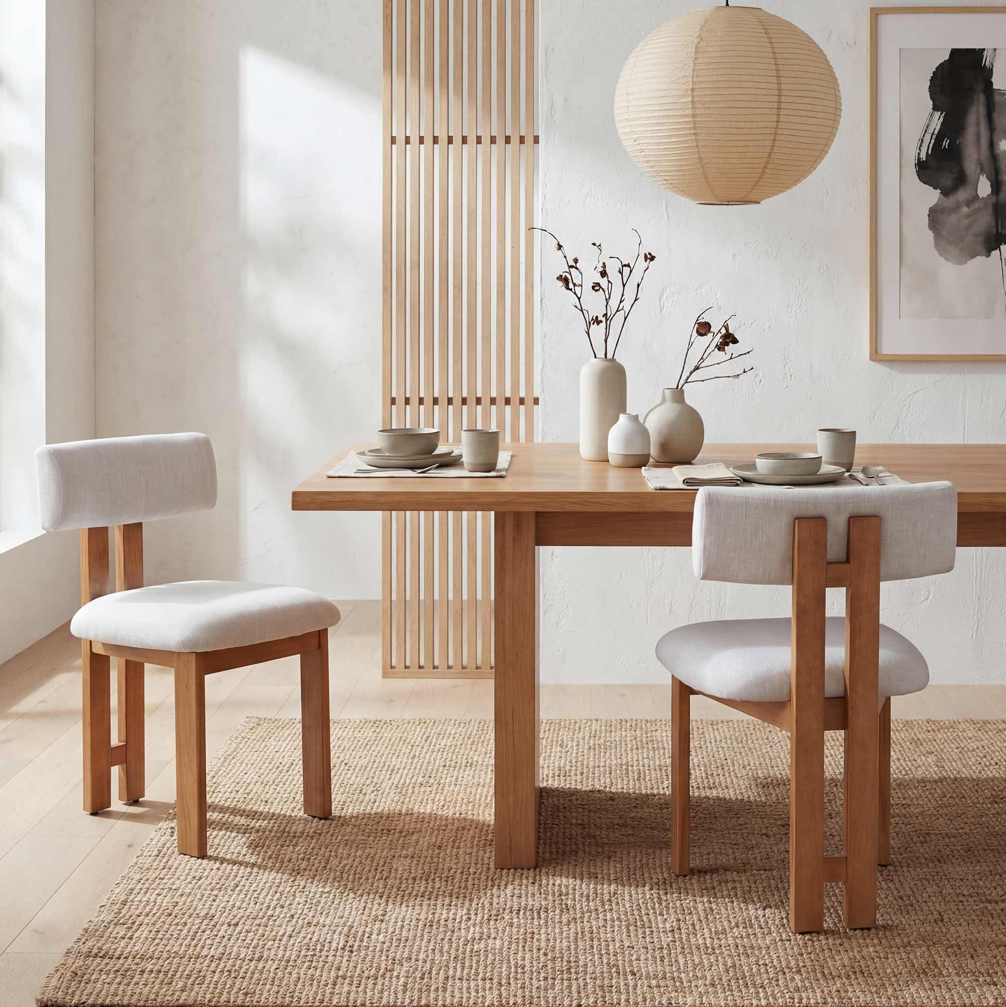 younturn Retro Mid Century Dining Chairs Set of 2, Linen Upholstered Seats with Backrest and Solid Wooden Legs, Kitchen Chairs for Dining Room, Living Room, Beige