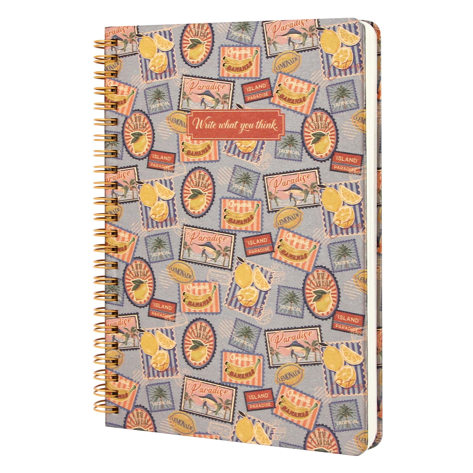 WETLOTE A5 Spiral Bound Notebook Wirebound, A5 Notebook Spiral Bound Lined, 160 Pages, Work Notepad, Ring Binder Notebook, Work Notebook, Lemon Summer Design