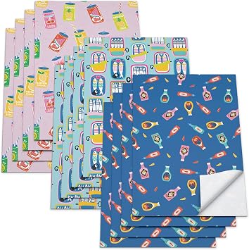 American Greetings Wrapping Paper Sheets with Gridlines, Tin Cans 12 Sheets, 30 in. x 20 in.