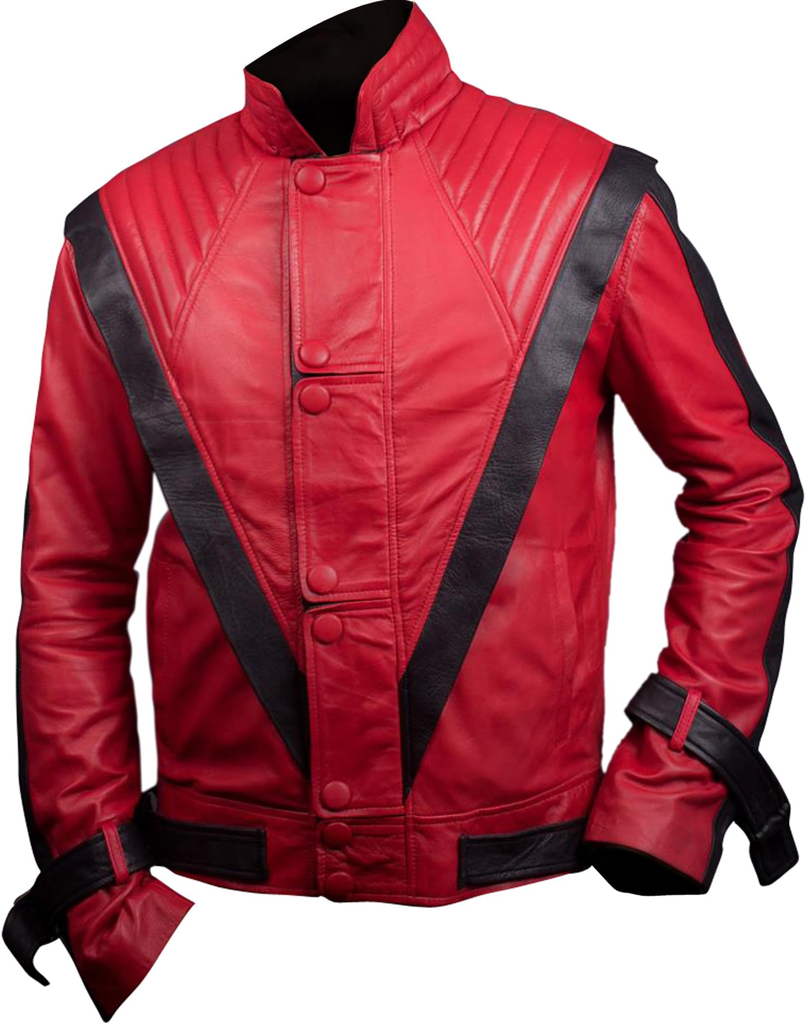 F&H Men's Red & Black Thriller Genuine Leather Jacket