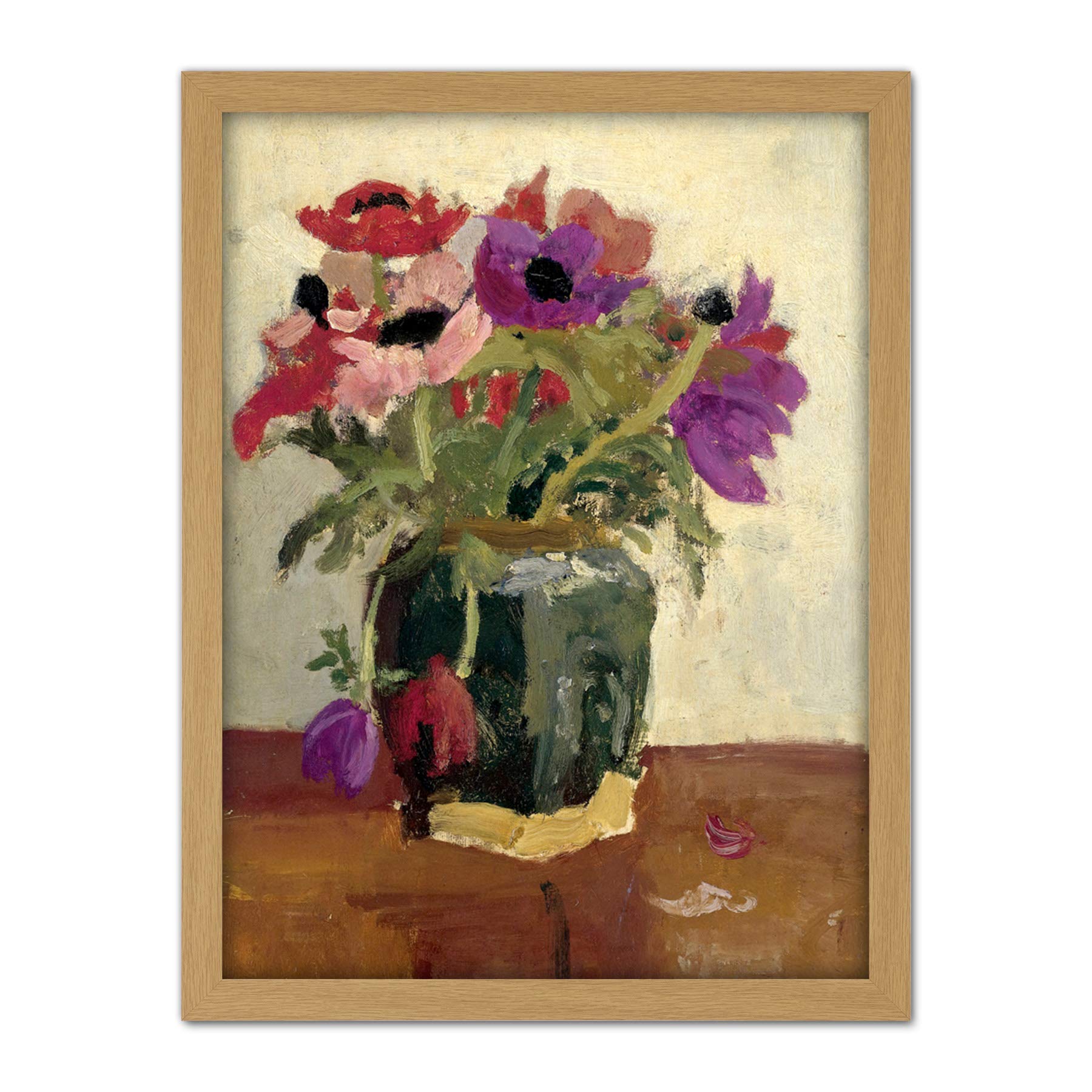 Artery8 Breitner Ginger Pot With Anemones Painting Artwork Framed Wall Art Print 18X24 Inch
