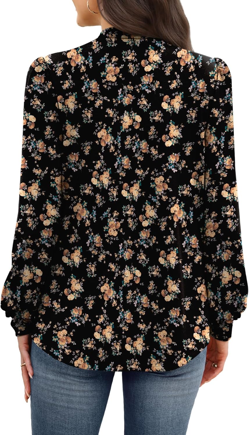 WIHOLL Long Sleeve Shirts for Women Mock Neck Tops Pleated Front Blouses Dressy Casual Spring Fall Clothes 2026 Fashion - Image 5