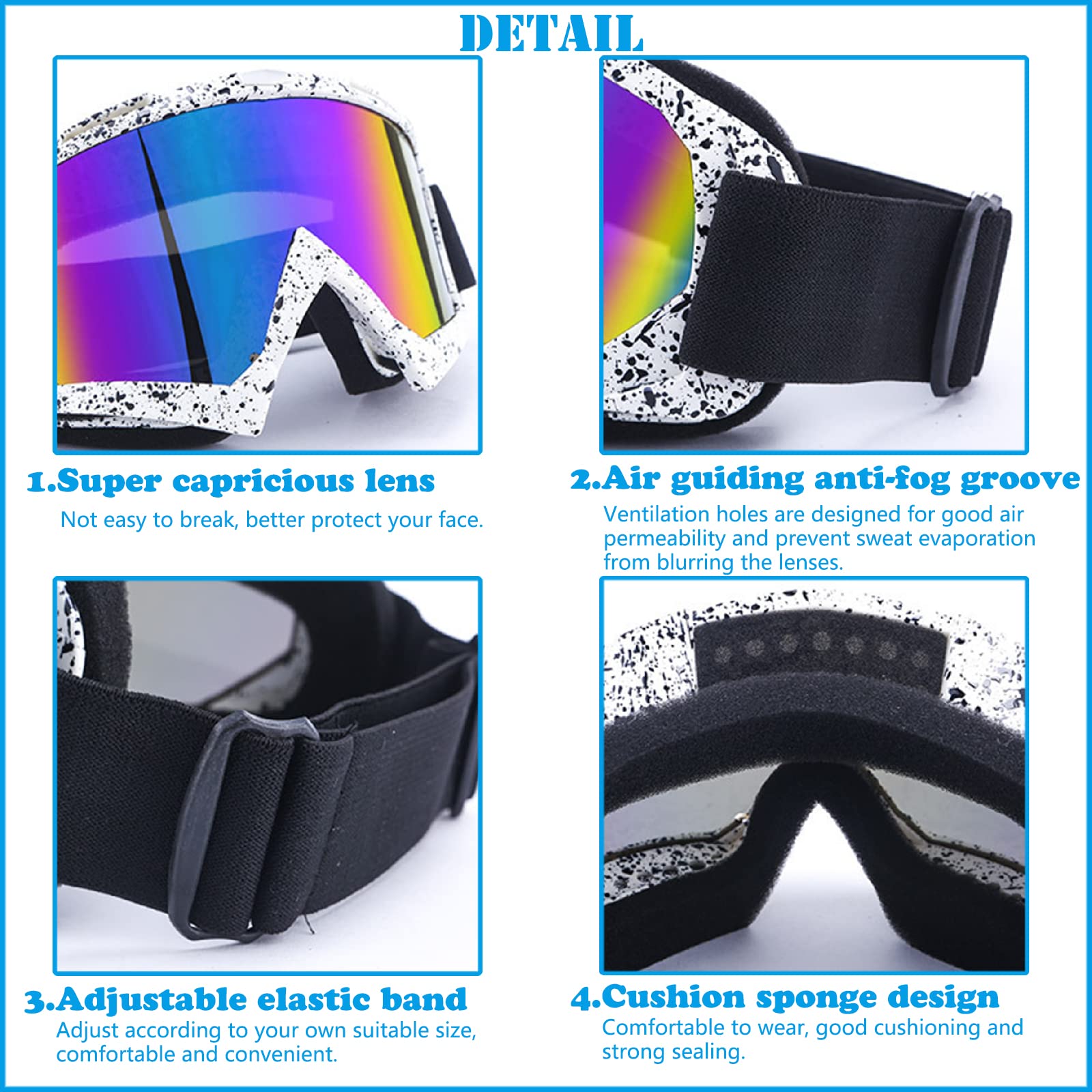 Gafas Snowboard Espejo, Gafas Esqui Mujer Hombre, Protección UV Antivaho Rellenas Espuma Deportes Aire Libre