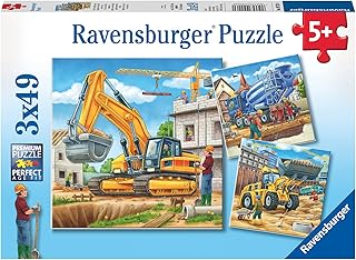 Ravensburger Kinderpuzzle - 09226 Große Baufahrzeuge - Puzzle für Kinder ab 5 Jahren, mit 3x49 Teilen