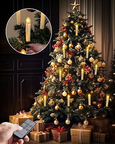 Miniatura 2 de Homemory Velas LED de Navidad, temporizador de 8 horas, 4 pulgadas de diámetro, funciona con pilas, luz blanca cálida, material plástico, paquete de