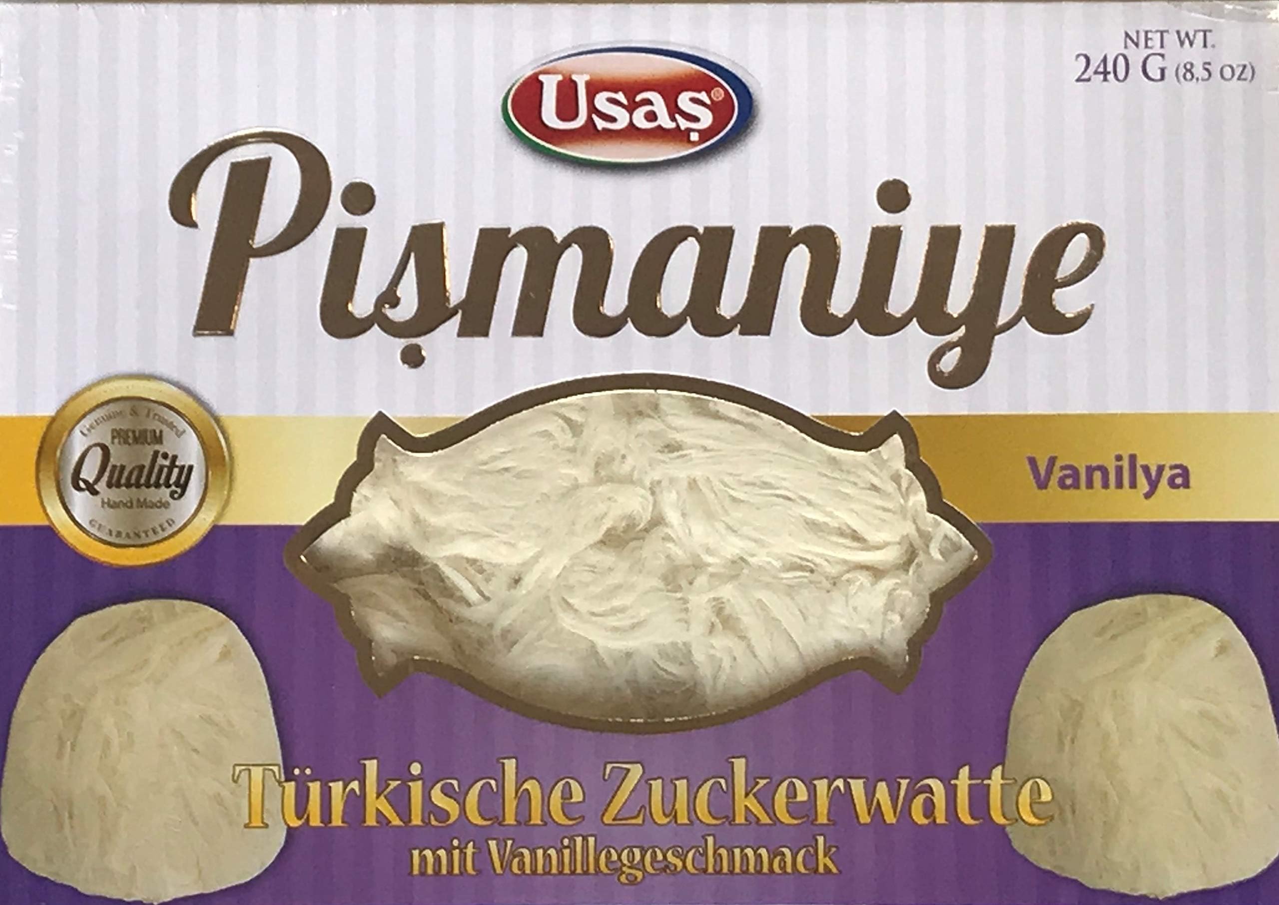 Traditional Taste Handmade Turkish Cotton Candy (Pismaniya) 240g, 8.5oz (Vanilla)
