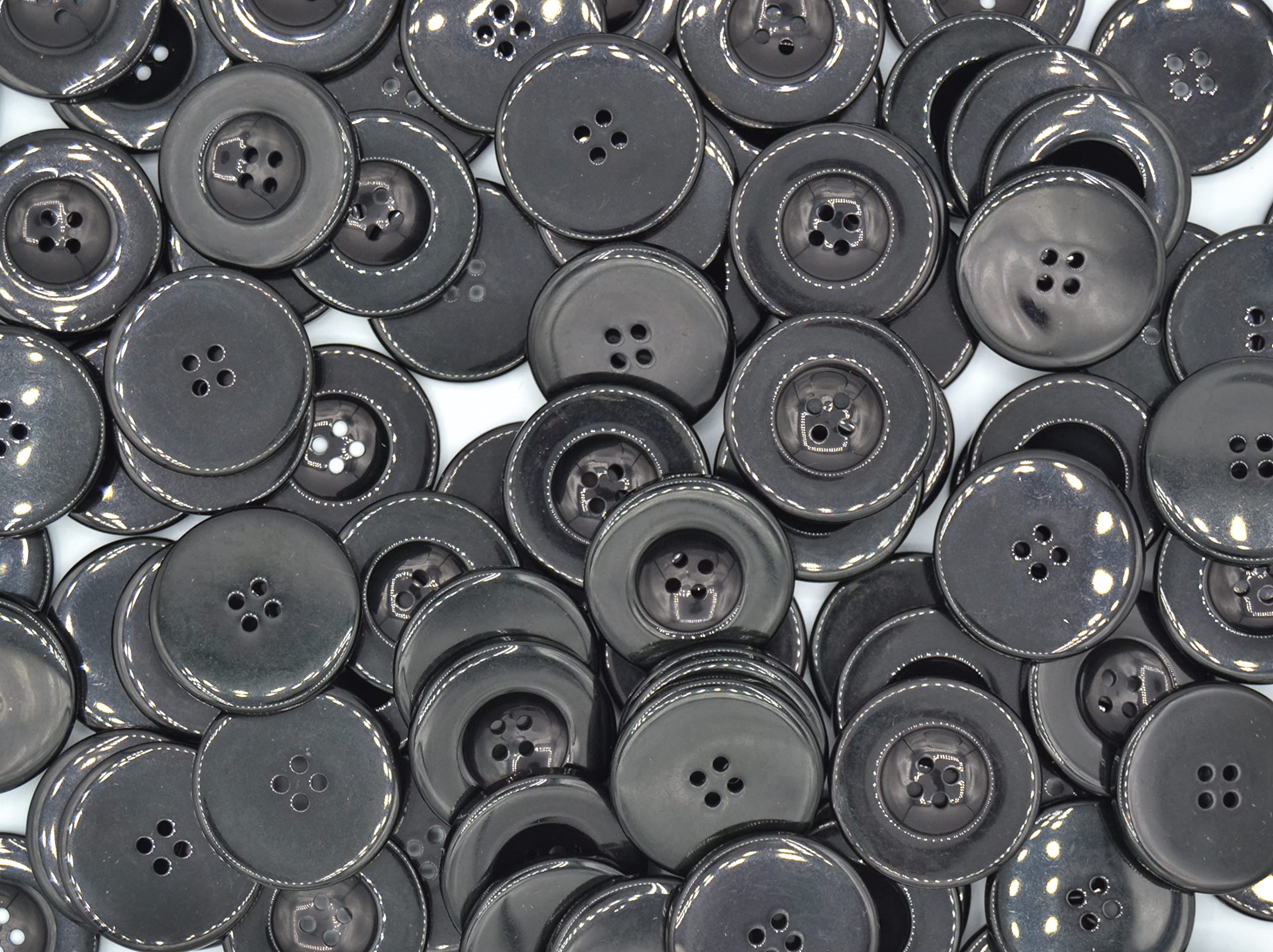 celloexpress Acrylic Buttons for Costumes and Children's Craft Projects - (Black - Shirt Button 4 Hole 34mm, Pack of 50) — image 1