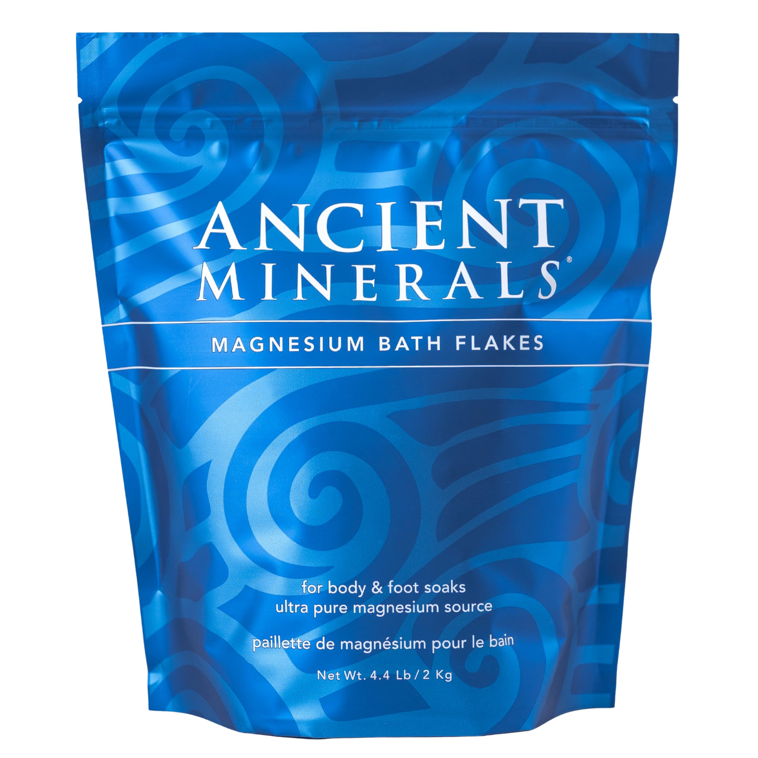 Ancient Minerals Magnesium Bath Flakes of Pure Genuine Zechstein Chloride - Resealable Magnesium Supplement Bag That Will Outperform Leading Epsom Salts (4.4 lb)