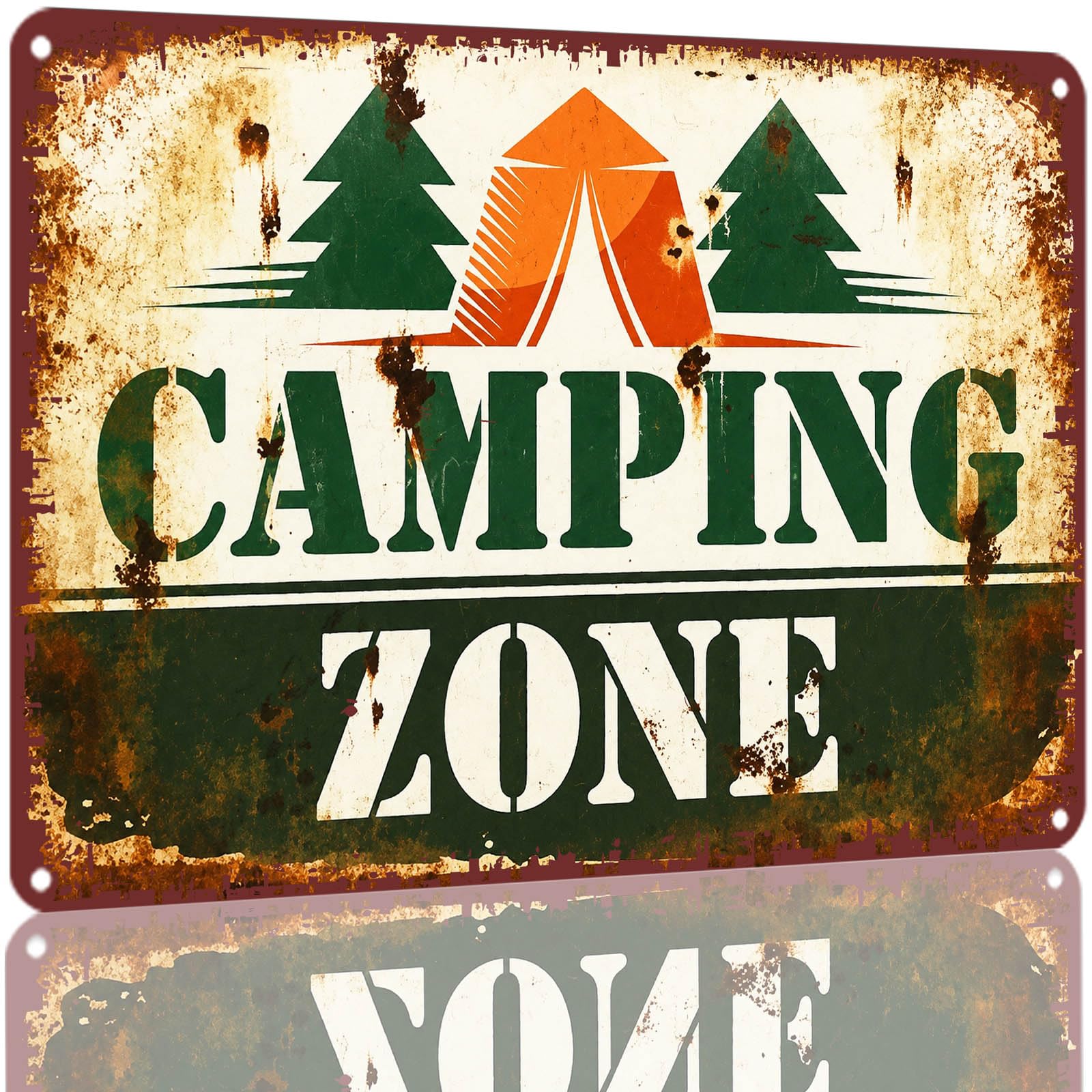 Kwqdozf As Pic Vintage Camping Zone Sign 8X12 Inch Aluminum Metal Tin Sign Rustic Camping