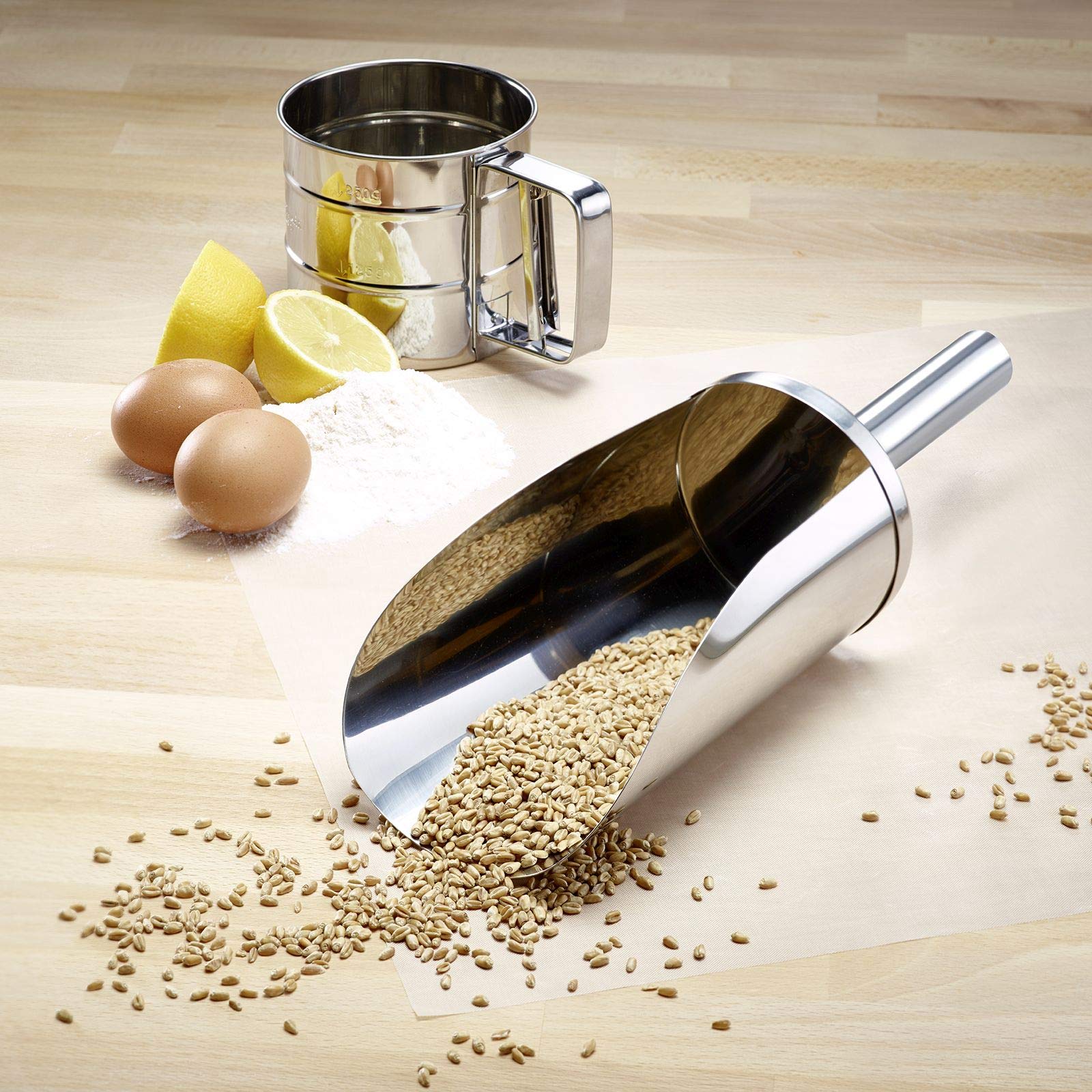 Westmark Paletta per pesare/riempire, Capacità: 600 ml (ca. 700 g di farina), Rotondo, Acciaio inox, Argento, 91142270