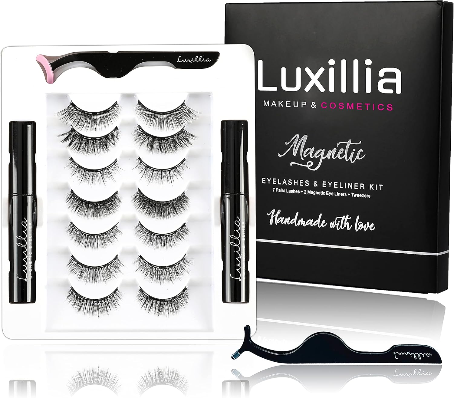 Luxillia Lashes with Eyeliner, Most Natural Looking Eyelashes Kit with