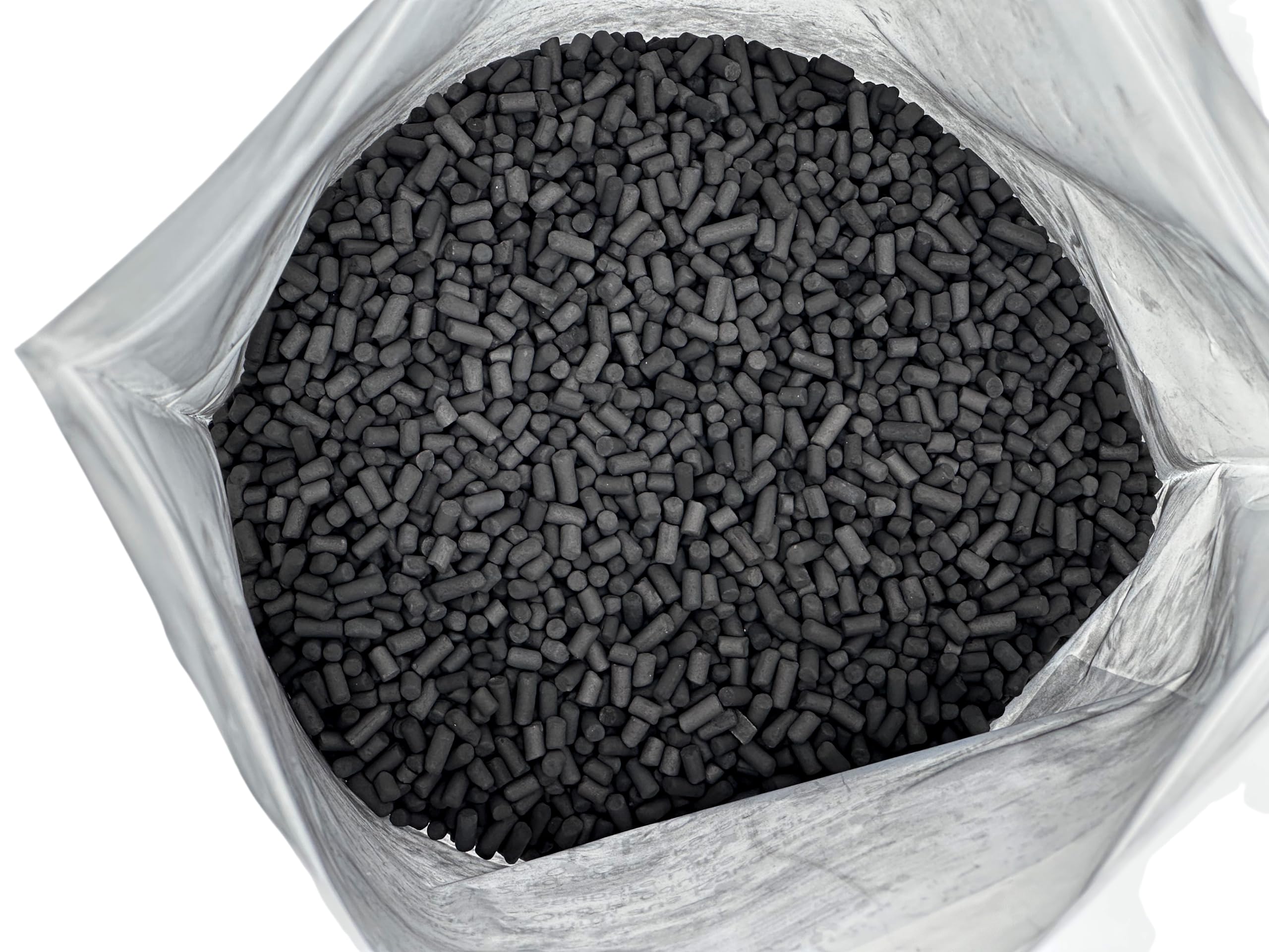 Pellets de carbón activado de 4 mm empaquetados en varias unidades. Producción y entrega exclusivas por el líder del mercado en productos de carbón activado en todo el mundo
