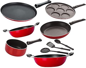 Nirlon Nonstick Aluminium Gas Compatible Cookware Utensils Combo Gift Set Offer [2.6mm_FT13_KD13_KD14_SPB_UP_TP24_3SPN]