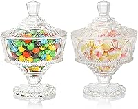 Vista 7 de Frcctre Paquete de 2 platos de cristal para dulces con tapa, cuenco de cristal de 15 onzas para galletas, tarro decorativo de boticario