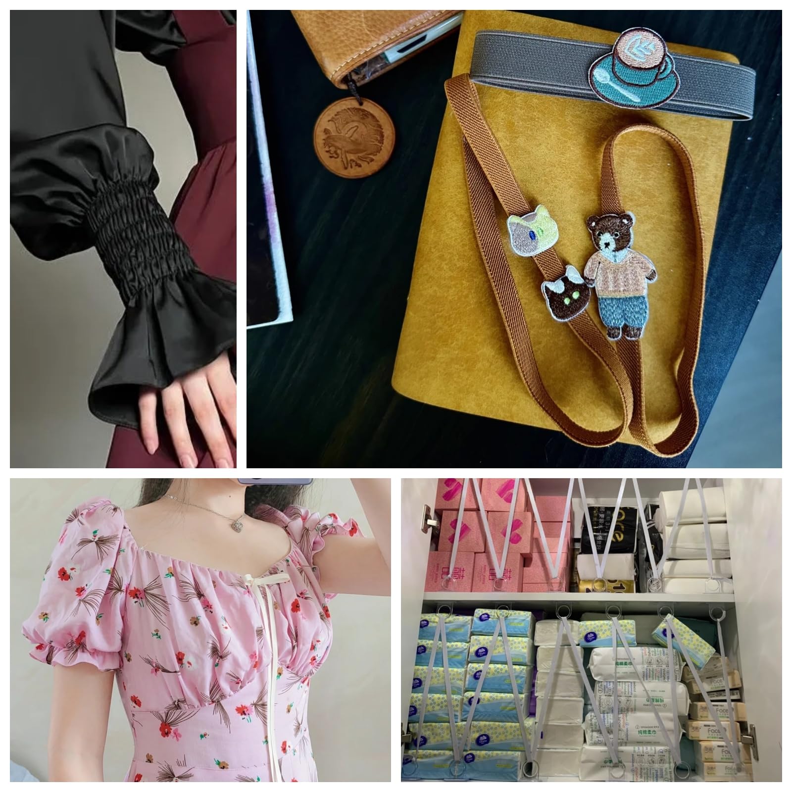 6 bandas elásticas de 10 m de largo, 1,5/2,5 cm de ancho, iridiscente, para cinturón, bandas elásticas planas, para costura, accesorios de ropa, ideal para costura, ropa y manualidades