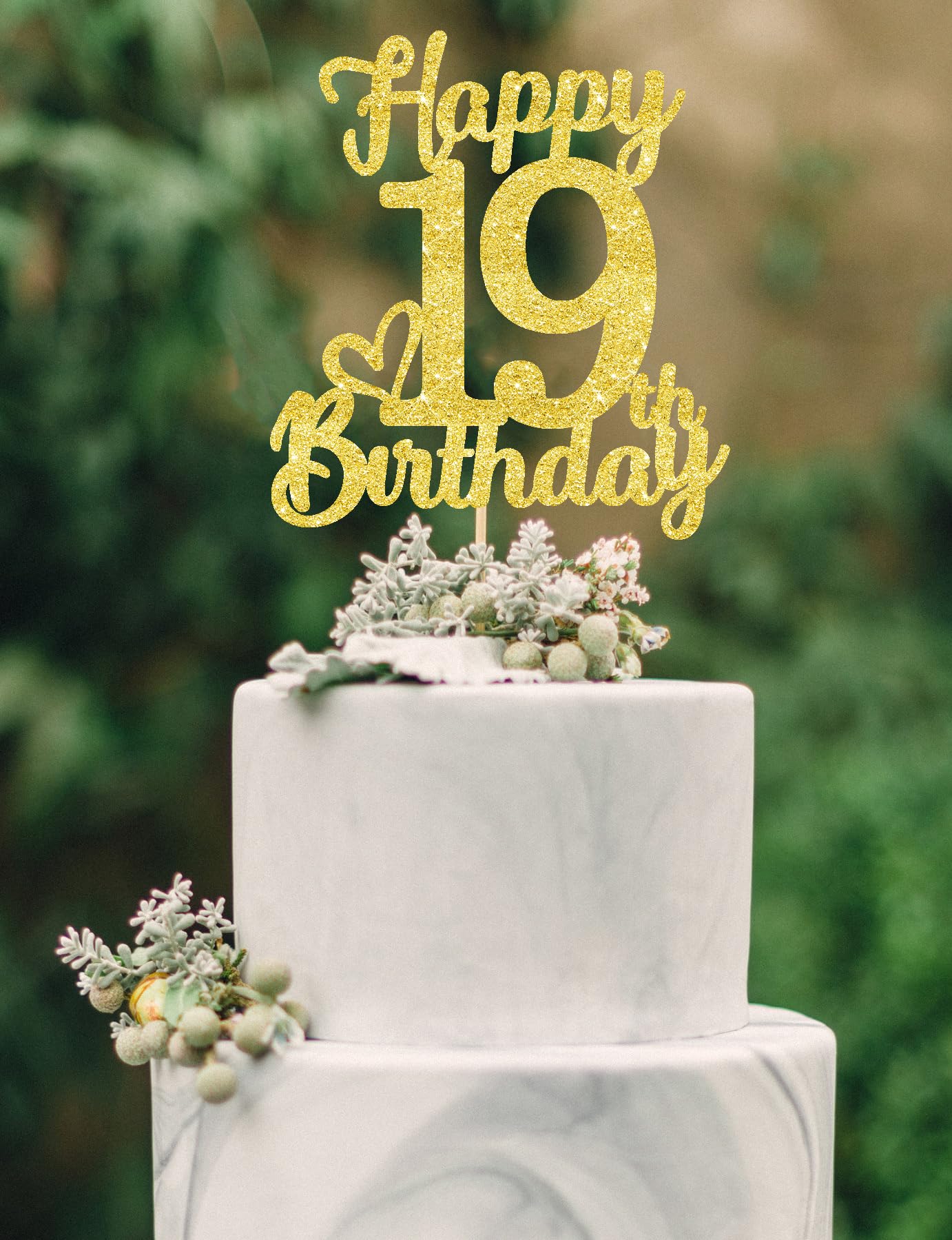 19 Birthday Cake Toppers-Gold Glitter, 19th Cake Topper for boy,19 Cake Topper For girl, 19th birthday decorations,19th Birthday Cake Topper nineteen