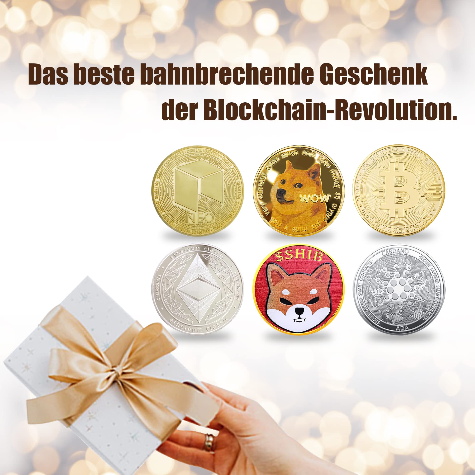 cosbur Bitcoin Coin Collector Geschenkset für physische Kryptowährung |  Bitcoin (BTC), Ethereum (ETH), Neocoin (NEO), Adacoin (ADA), Shibcoin  (SHIB), Dogecoin (Doge), Gold und Silber (6 Pack) …: Amazon.de: Spielzeug