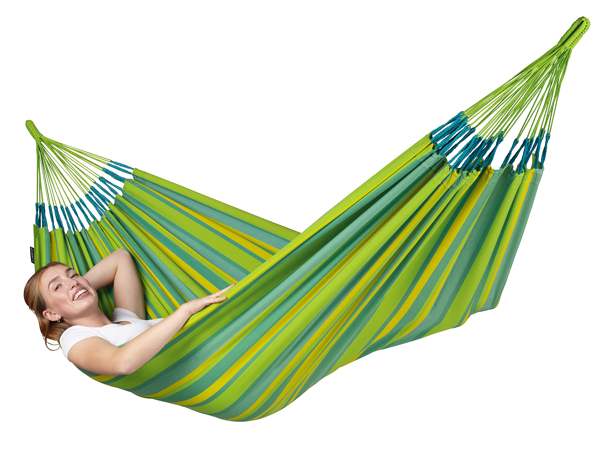 La Siesta® - Brisa - Klassische Single-Hängematte, handgefertigt in Kolumbien, mit 140 cm Breite für entspannte Momente drinnen und draußen. (Lime)